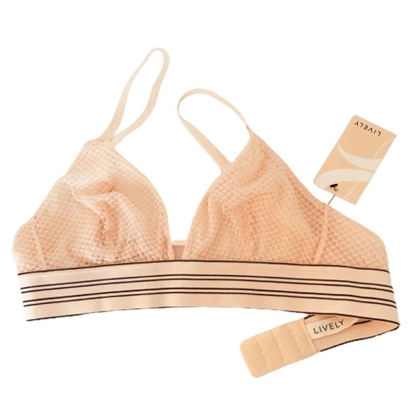 LIVLEY Pink Blush No wire Geometric Lace Bra Bralette - Picture 4 of 9